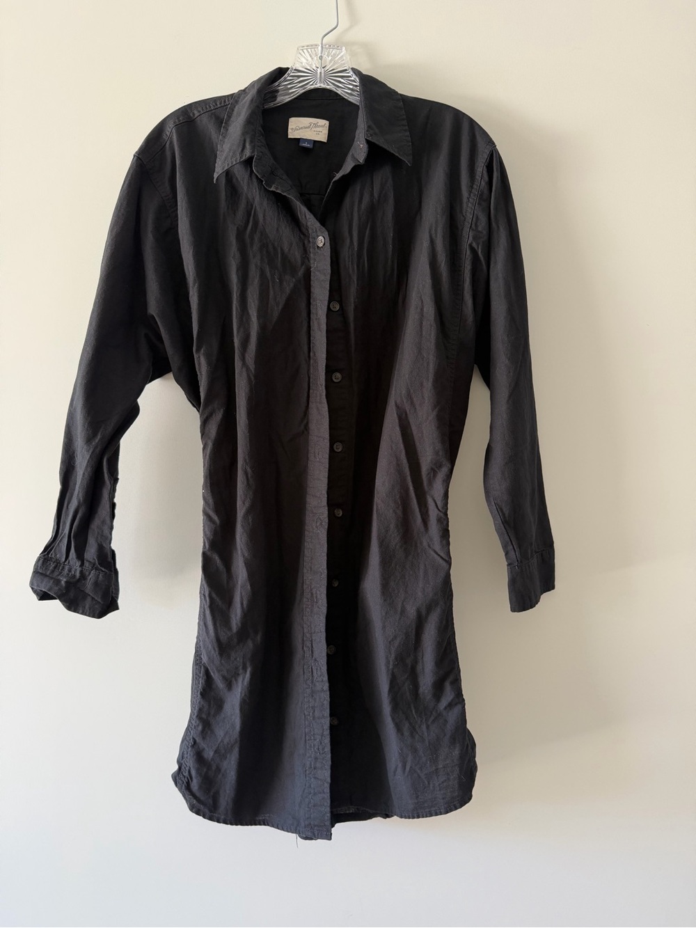 Universal Thread Black Longline Button-Up Shirt Dress